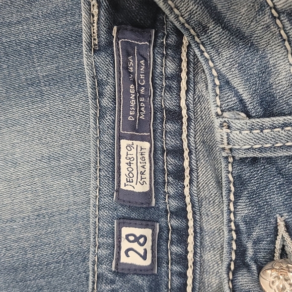 Miss Me Blue Straight Leg Jeans with Silver Embellishments - Picture 10 of 16